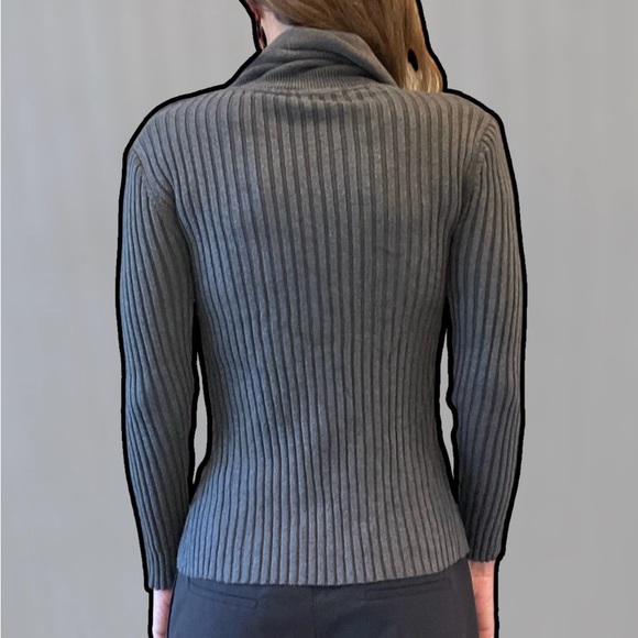 Cowl Neck Sweater, gray, soft, stretchy for multi size fit, w/ sunscreen, Sz S - Picture 3 of 8